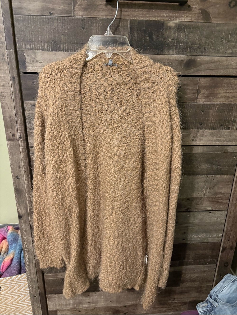 Charlotte Russe Cozy Open-Front Cardigan in Camel